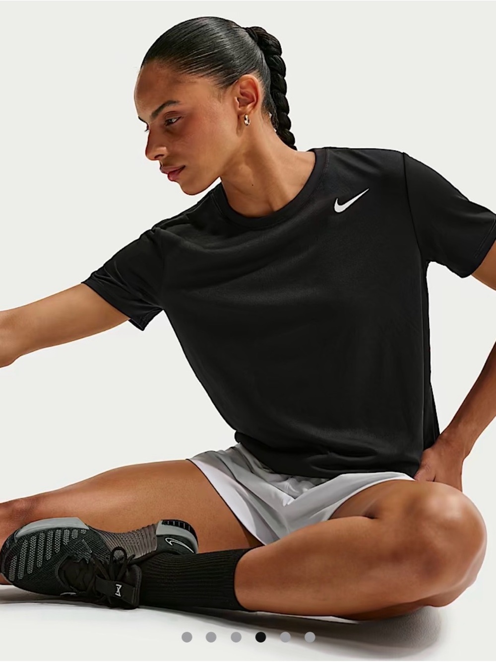 Nike Black Short-Sleeve Crew Tee with White Swoosh Dri fit size medium women